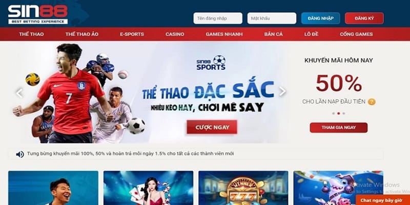 Sin88 trang cá cược trực tuyến uy tín số 1 tại Việt Nam hiện nay