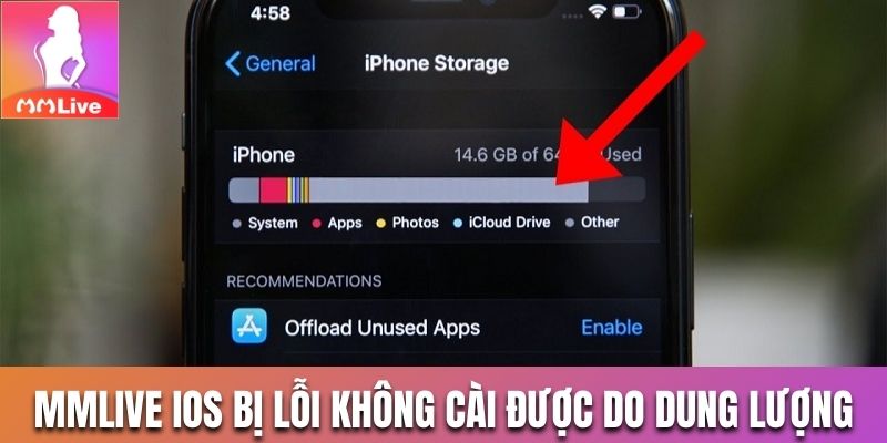 MMLive iOS bị lỗi không cài được do hết dung lượng